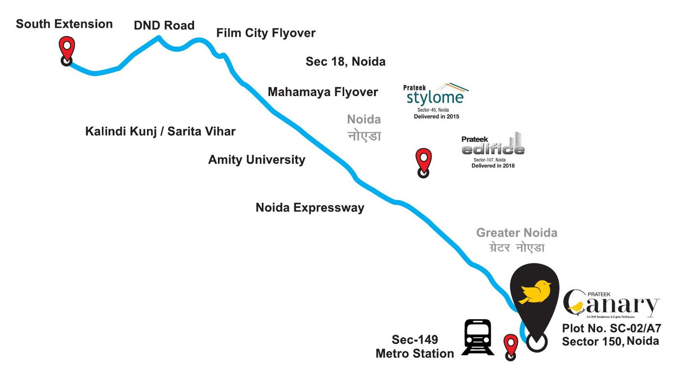 Prateek Canary Sector 150 connectivity map