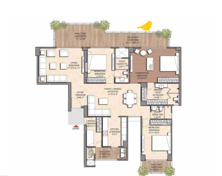 3 BHK Luxury Layout 2555 sqft